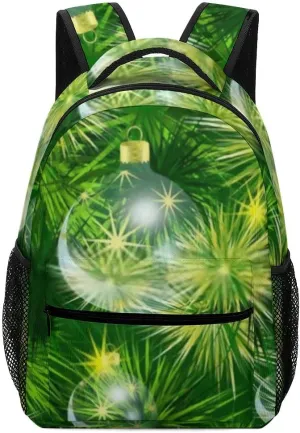 Kuizee Travel Laptop Backpack Business Daypack Work Bookbag New Year'S Spruce Christmas Balls Green Durable iPad Tablet School College Book Bags Casual Bags for Men and Women