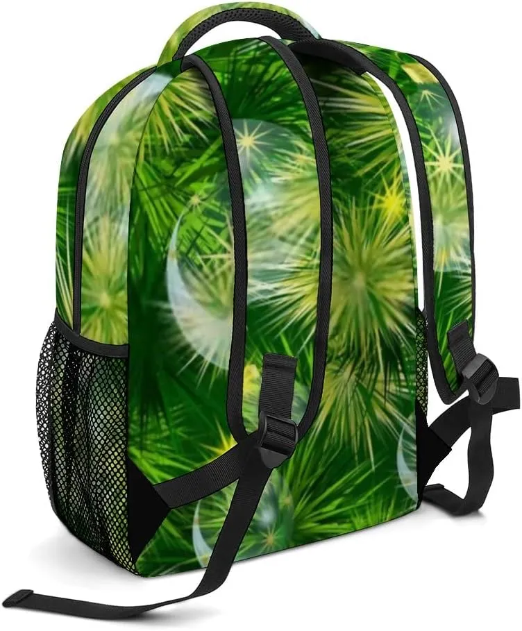 Kuizee Travel Laptop Backpack Business Daypack Work Bookbag New Year'S Spruce Christmas Balls Green Durable iPad Tablet School College Book Bags Casual Bags for Men and Women