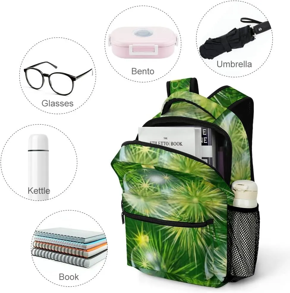 Kuizee Travel Laptop Backpack Business Daypack Work Bookbag New Year'S Spruce Christmas Balls Green Durable iPad Tablet School College Book Bags Casual Bags for Men and Women