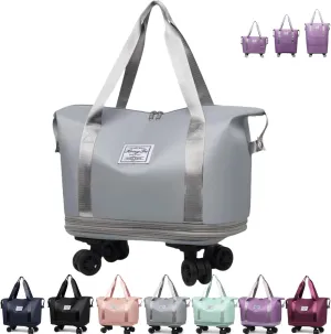 Kulken Travel Bag With Wheels, Beente Travel Bag With Wheels, 2025 New Large Capacity Bags - Universal Removable, Expandable Foldable (Gray)