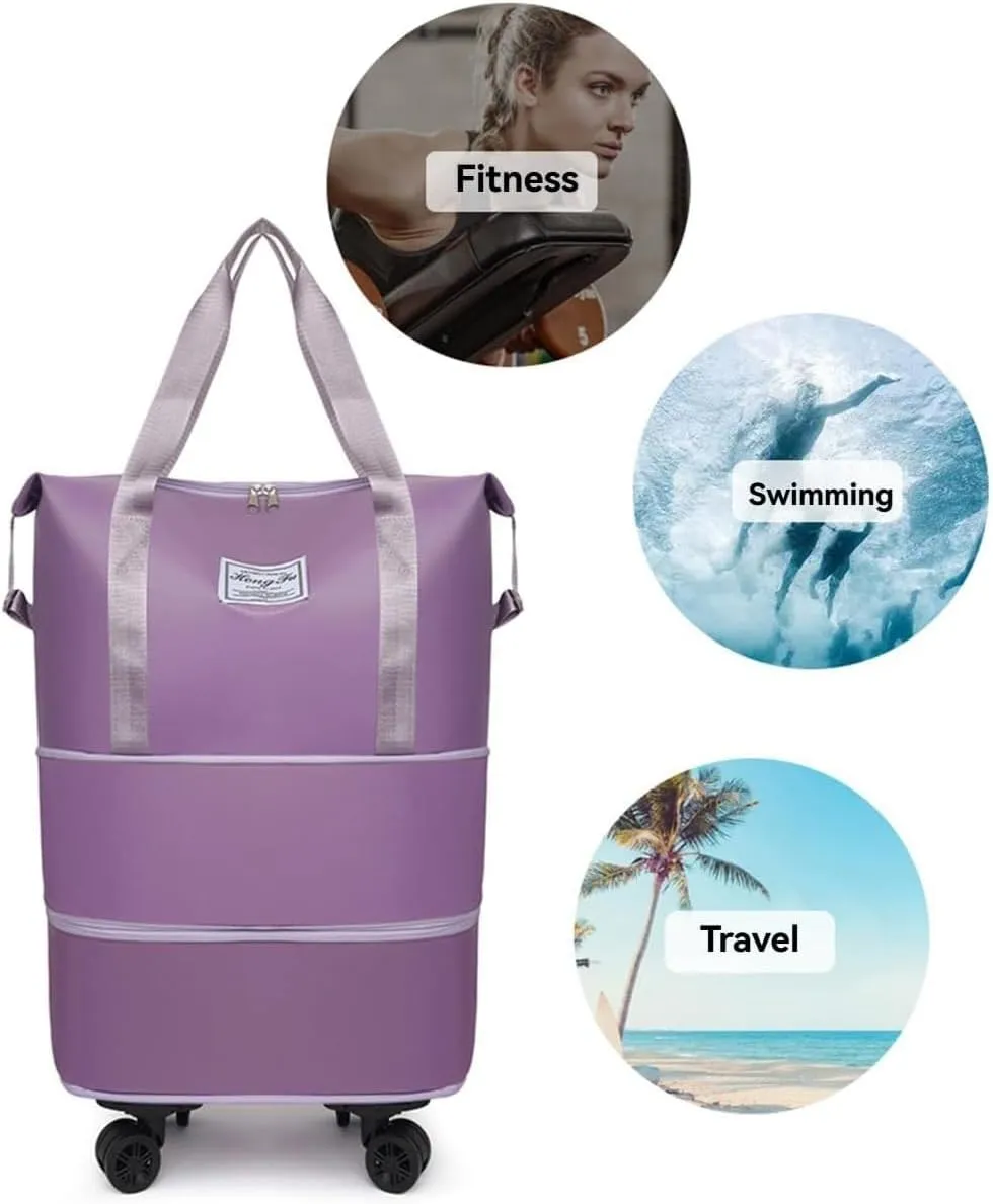Kulken Travel Bag With Wheels, Beente Travel Bag With Wheels, 2025 New Large Capacity Bags - Universal Removable, Expandable Foldable (Gray)