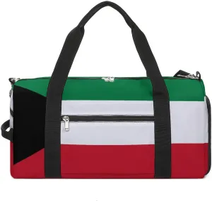 Kuwait Flag Gym Bag for Men Women with Waterproof Shoe Compartment Travel Tote