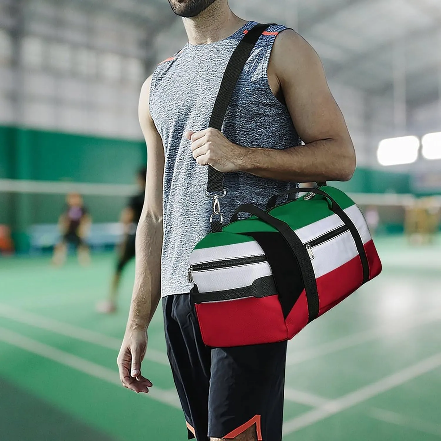 Kuwait Flag Gym Bag for Men Women with Waterproof Shoe Compartment Travel Tote