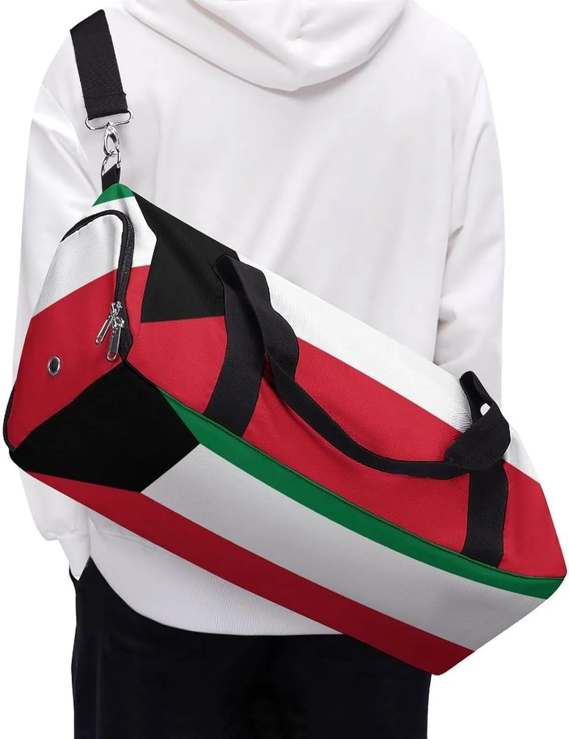 Kuwait Flag Gym Bag for Men Women with Waterproof Shoe Compartment Travel Tote