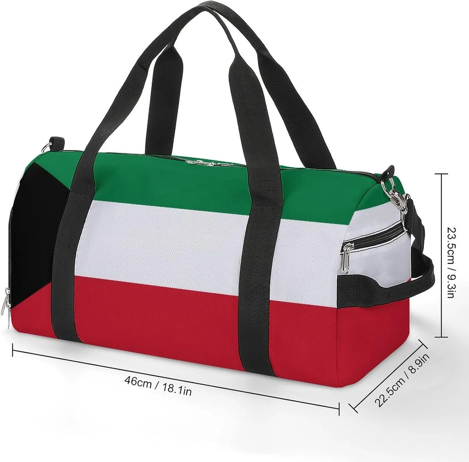Kuwait Flag Gym Bag for Men Women with Waterproof Shoe Compartment Travel Tote