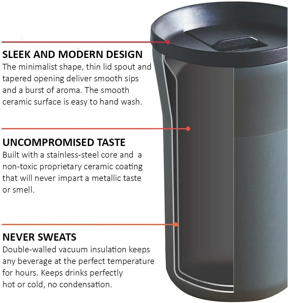 KYOCERA 12 oz Ceramic Coated Tumbler with Lid - Cream White