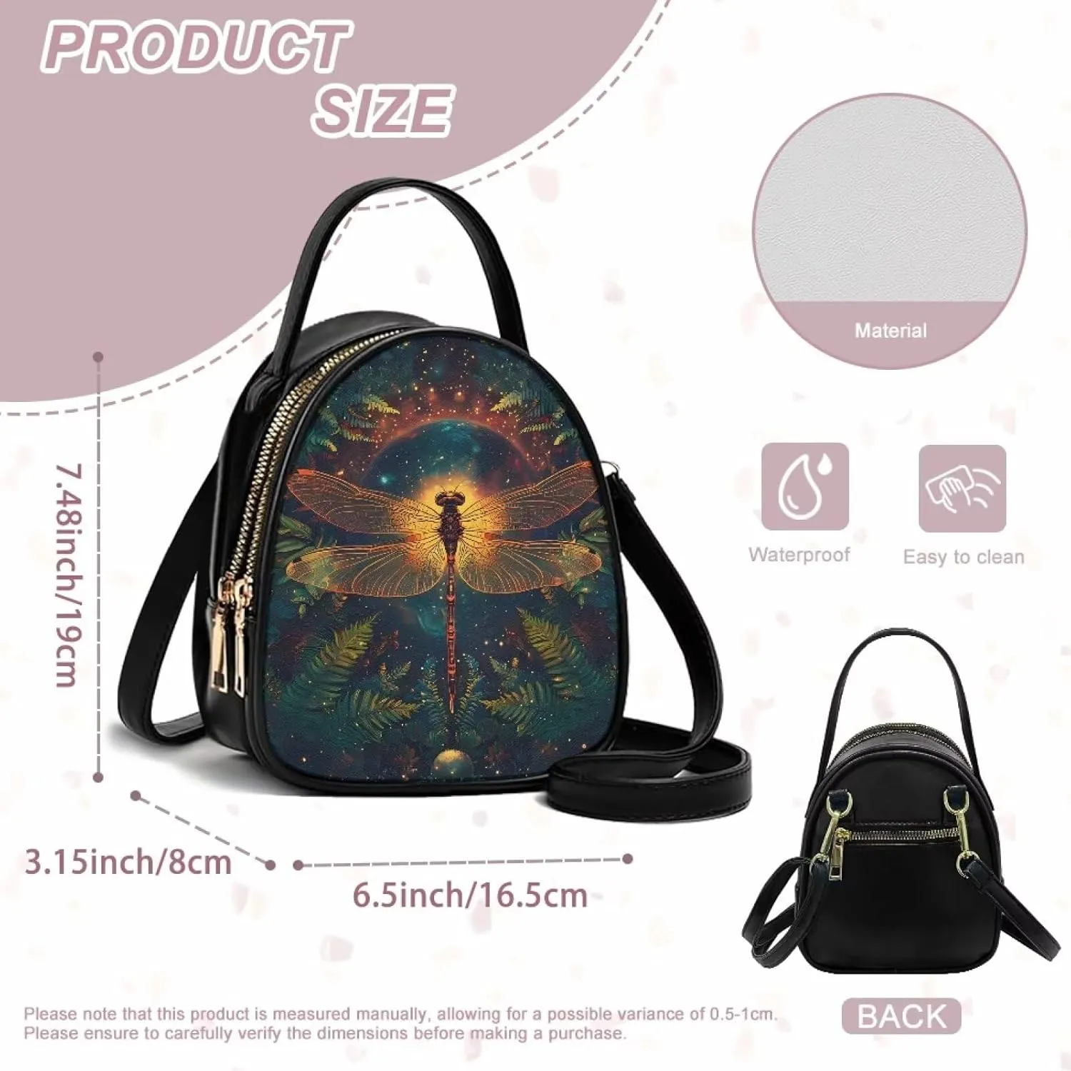 Ladies Double Layer Soft PU Leather Multi-Pocket Shoulder Bag Handbag Womens Crossboby Bag with Adjustable Strap