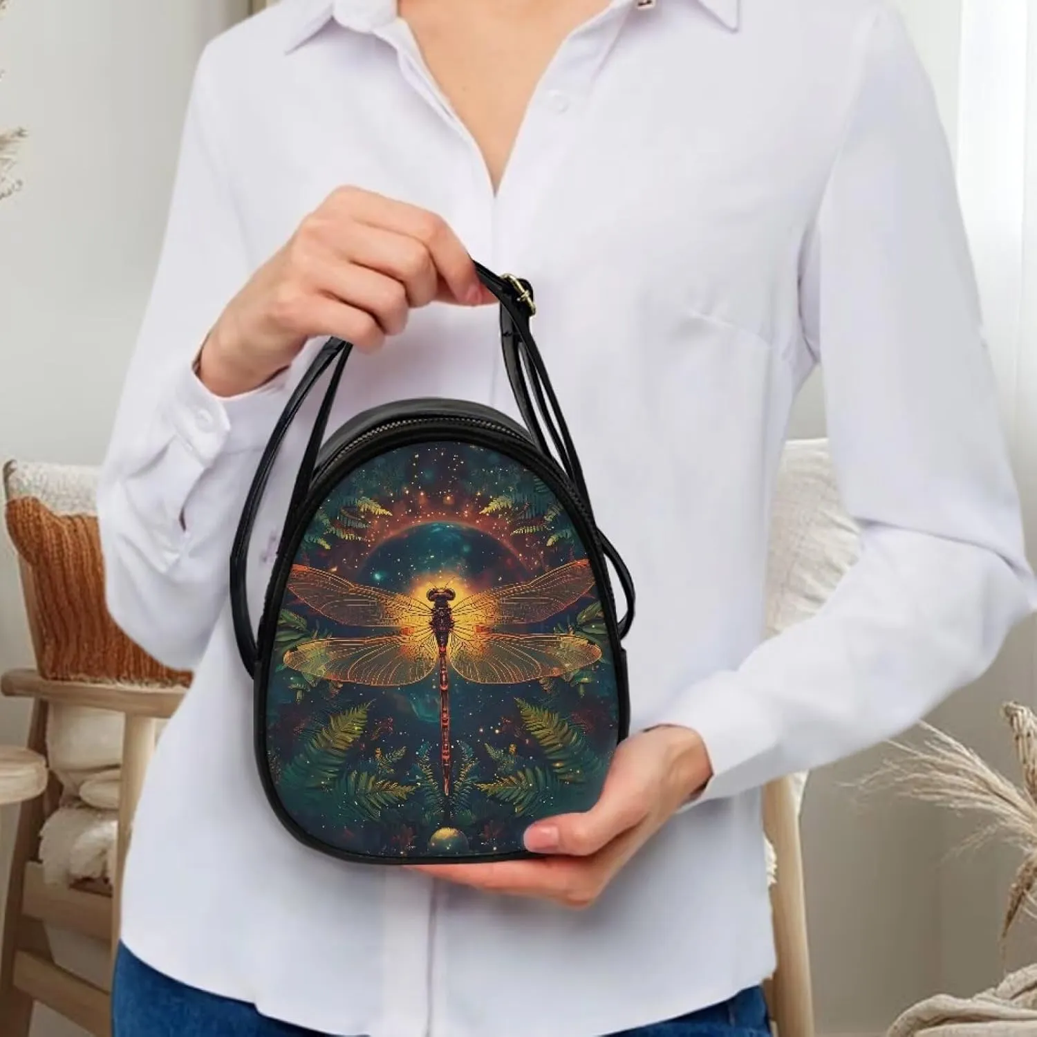 Ladies Double Layer Soft PU Leather Multi-Pocket Shoulder Bag Handbag Womens Crossboby Bag with Adjustable Strap