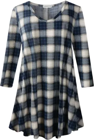 LARACE Tunics 3/4 Sleeve Plus Size Tops for Women V Neck Loose Fit Flowy Clothing for Leggings