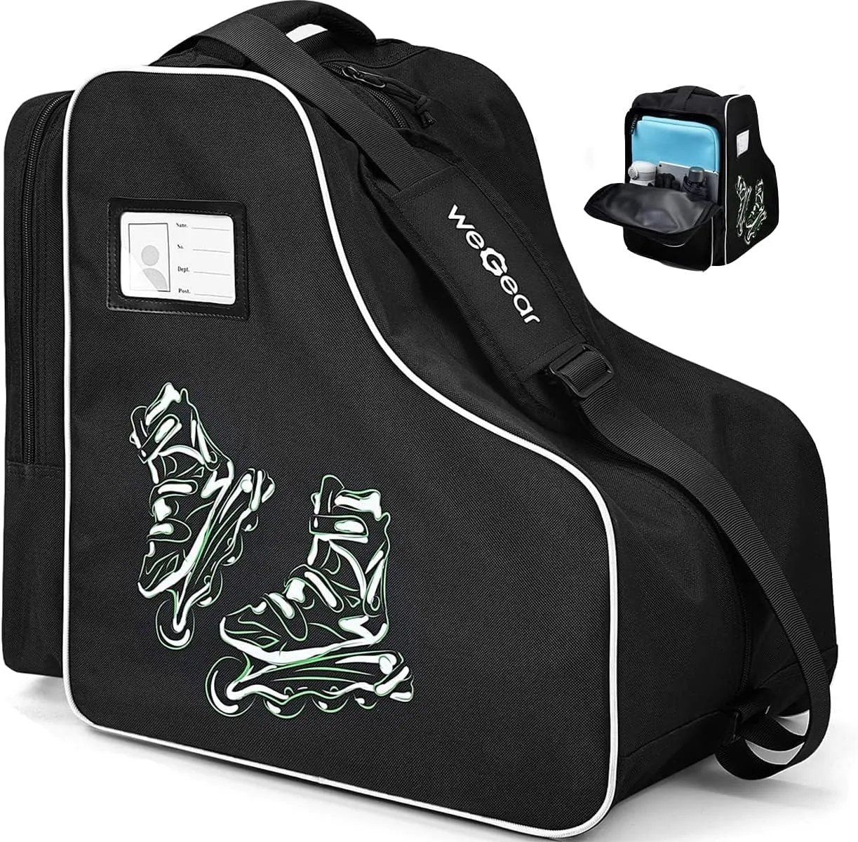 Large Capacity Skate Bag for Adults With Adjustable Shoulder Strap - Nylon Carry Bag for Roller, Ice, and Inline Skates - for Girls, Boys, Women, Men