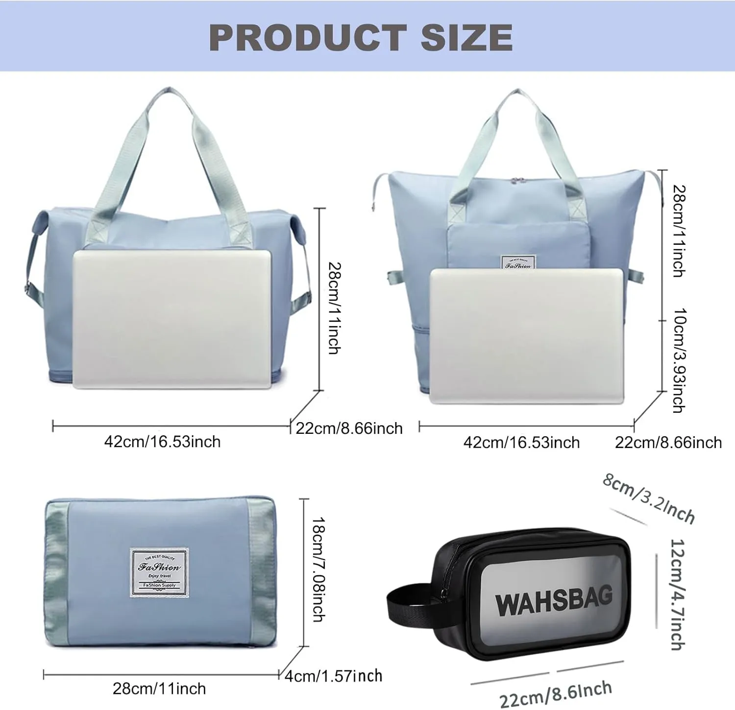 Large Capacity Travel Bag, Foldable Travel Bag, Expandable Travel Duffel Bag, Collapsible Waterproof Large Capacity Travel Handbag, Overnight Bag for Women and Man
