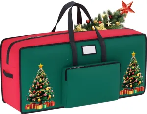 Large Christmas Tree Storage Bag 9 Ft for Ornament Storage 600D Oxford Xmas Container With Zippers Red for Artificial Trees