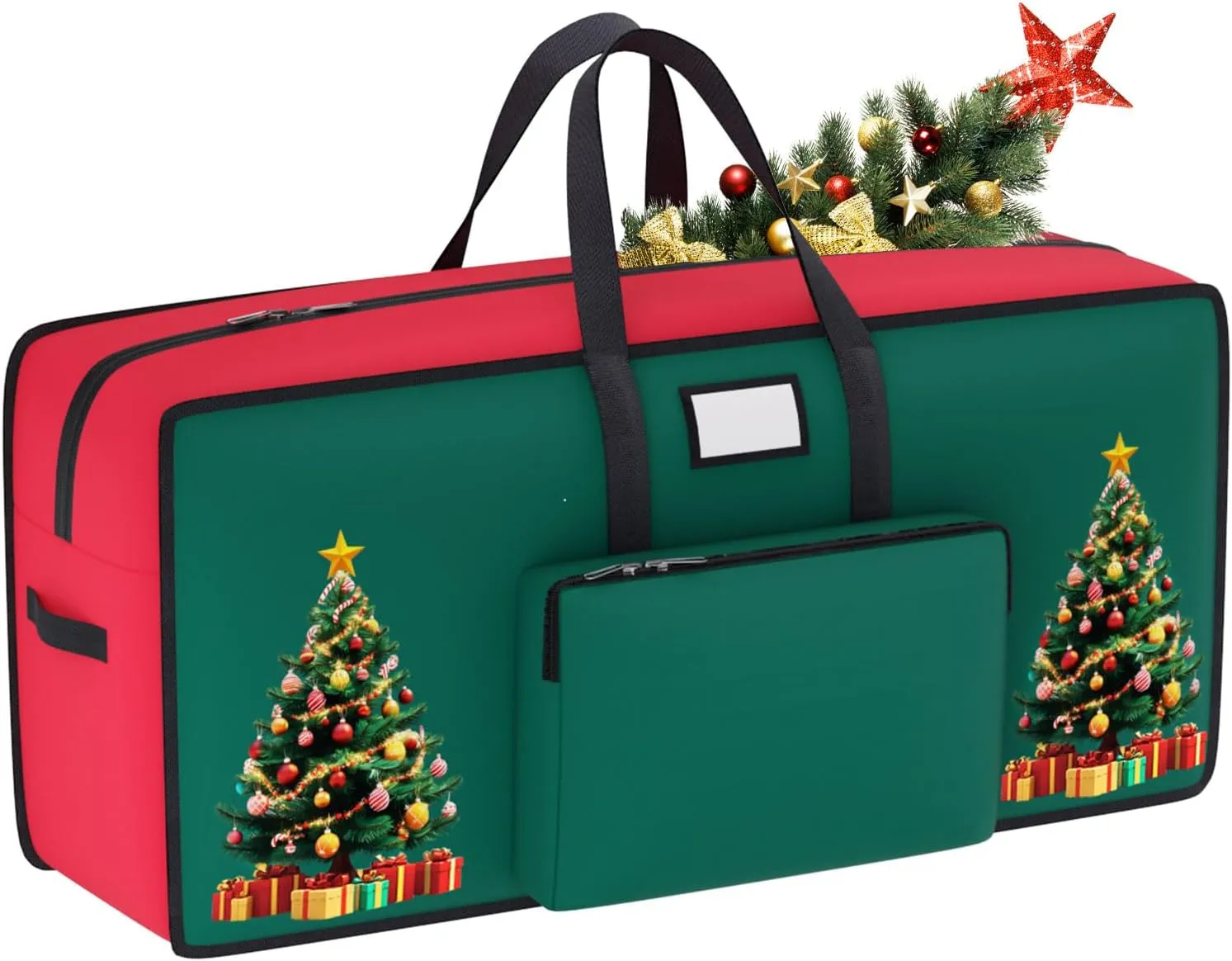 Large Christmas Tree Storage Bag 9 Ft for Ornament Storage 600D Oxford Xmas Container With Zippers Red for Artificial Trees