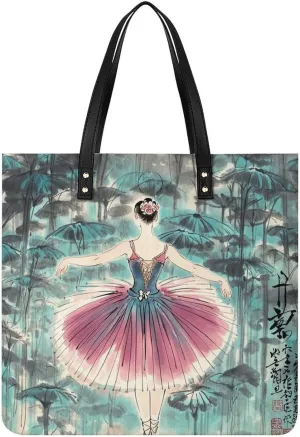 Large Grocery Bags Beach Tote Classical Ballet Elegant Ballerina Bag for Women Shoulder Bag for Travel Work Handbag