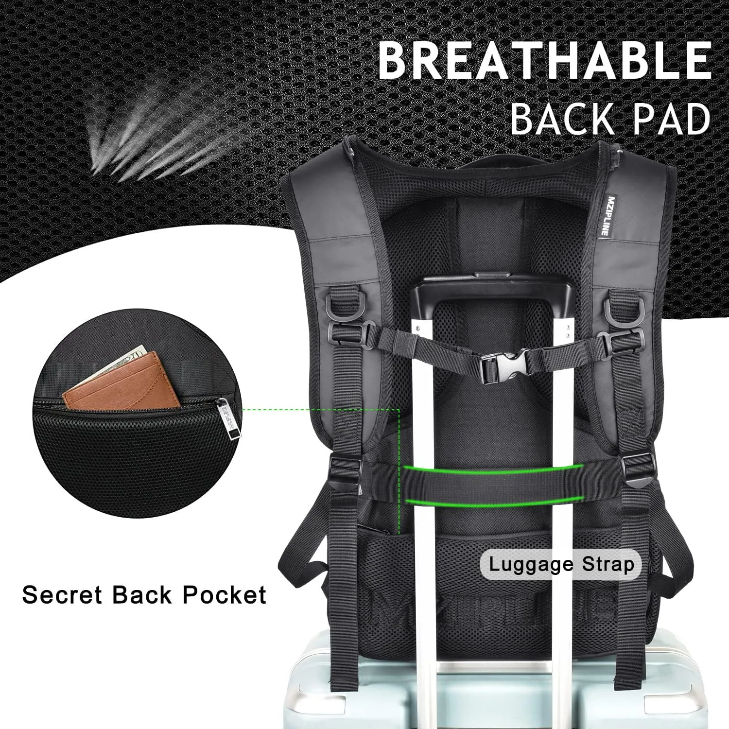 Large Laptop Backpack Bag - Smell Proof - With Combination Lock & Hoodie Water Resistant,Anti Theft Travel Daypack Travel bags for College Student Men & Women Work (Black)
