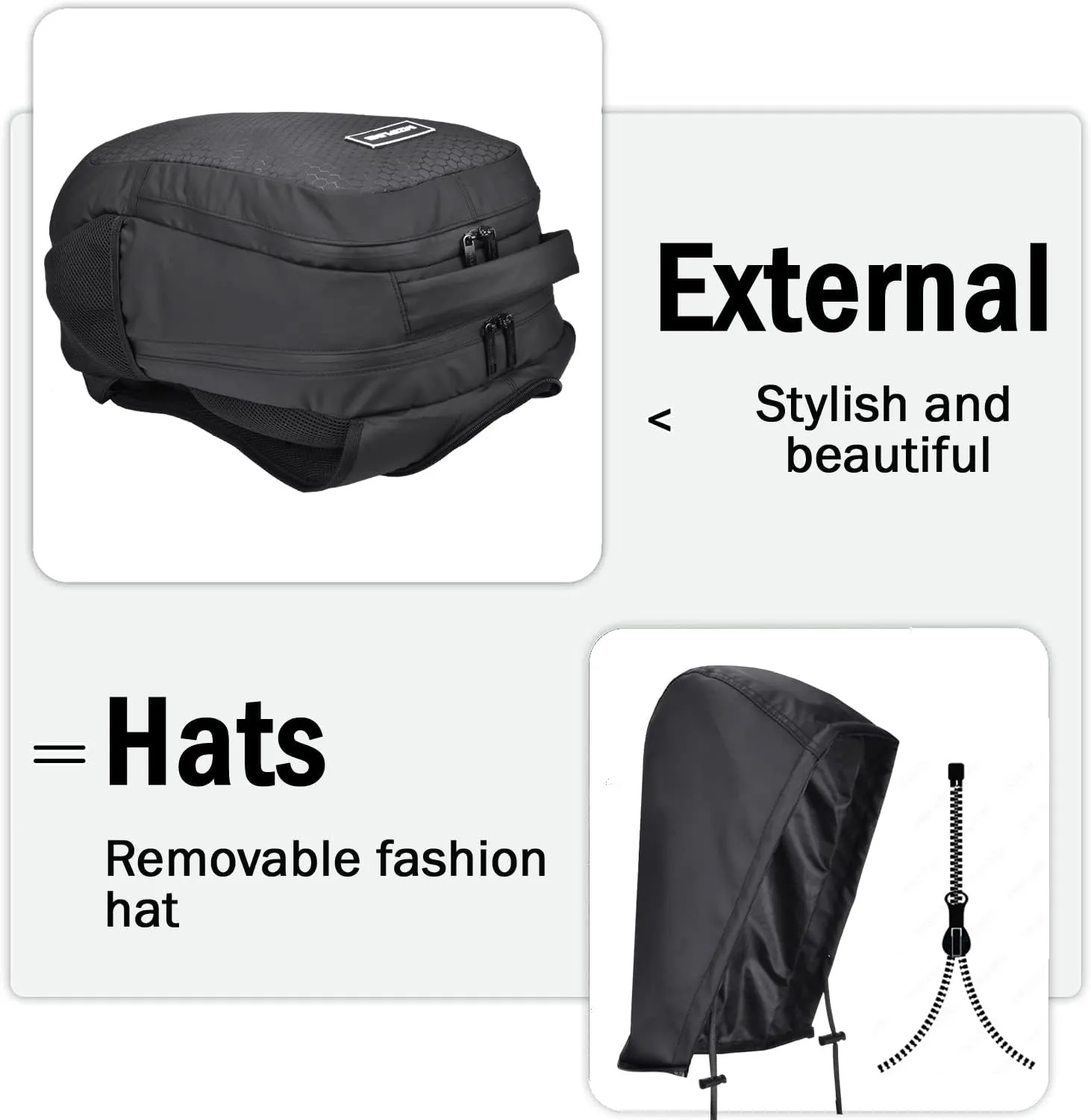 Large Laptop Backpack Bag - Smell Proof - With Combination Lock & Hoodie Water Resistant,Anti Theft Travel Daypack Travel bags for College Student Men & Women Work (Black)