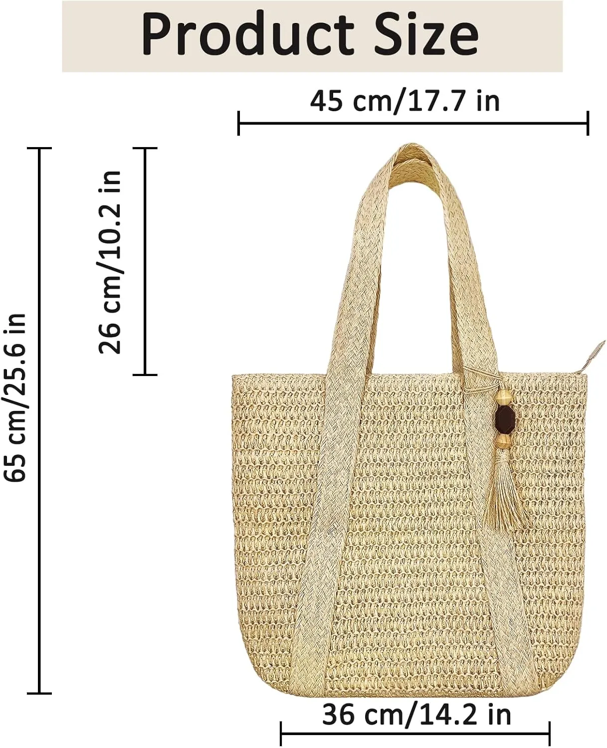 Large Straw Beach Tote Bags For Women Woven Boho Handmade Shoulder Handbags for Summer Vacation Travel with Tassels