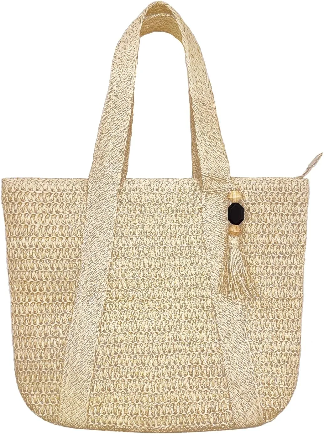 Large Straw Beach Tote Bags For Women Woven Boho Handmade Shoulder Handbags for Summer Vacation Travel with Tassels