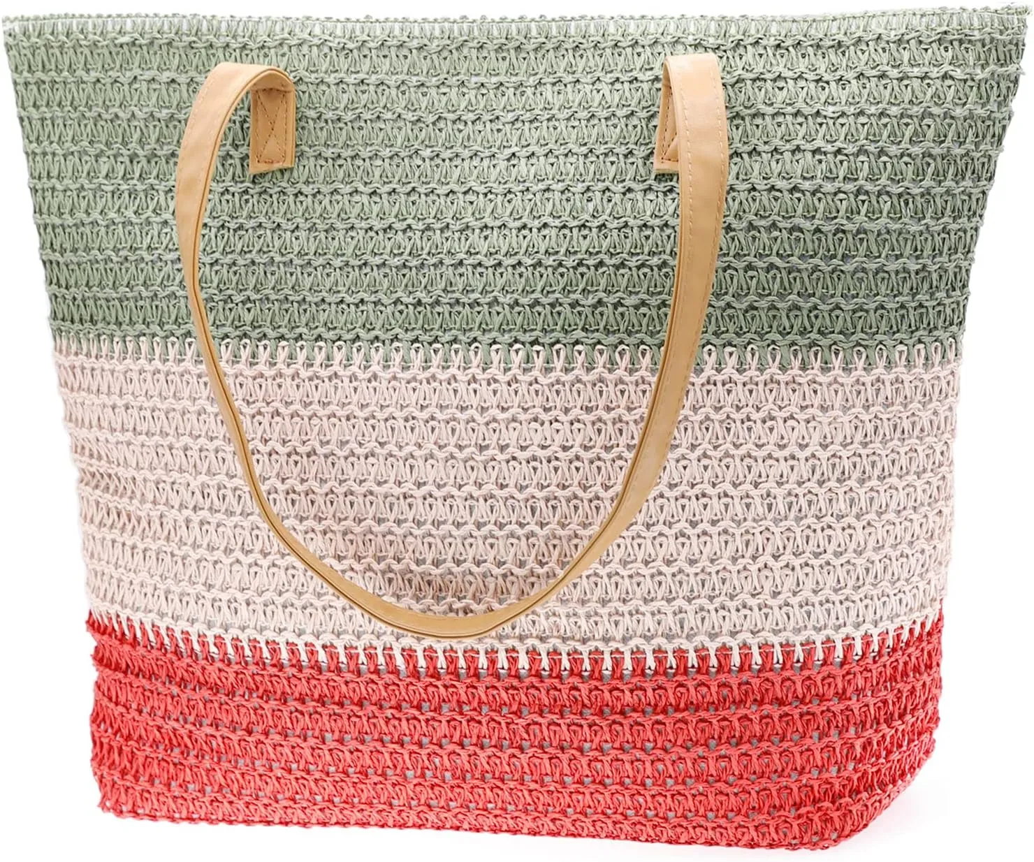 Large Straw Tote Bag for Women Rattan Woven Straw Beach Bag Purse Colored Stripe Shoulder Bags Handbag Summer