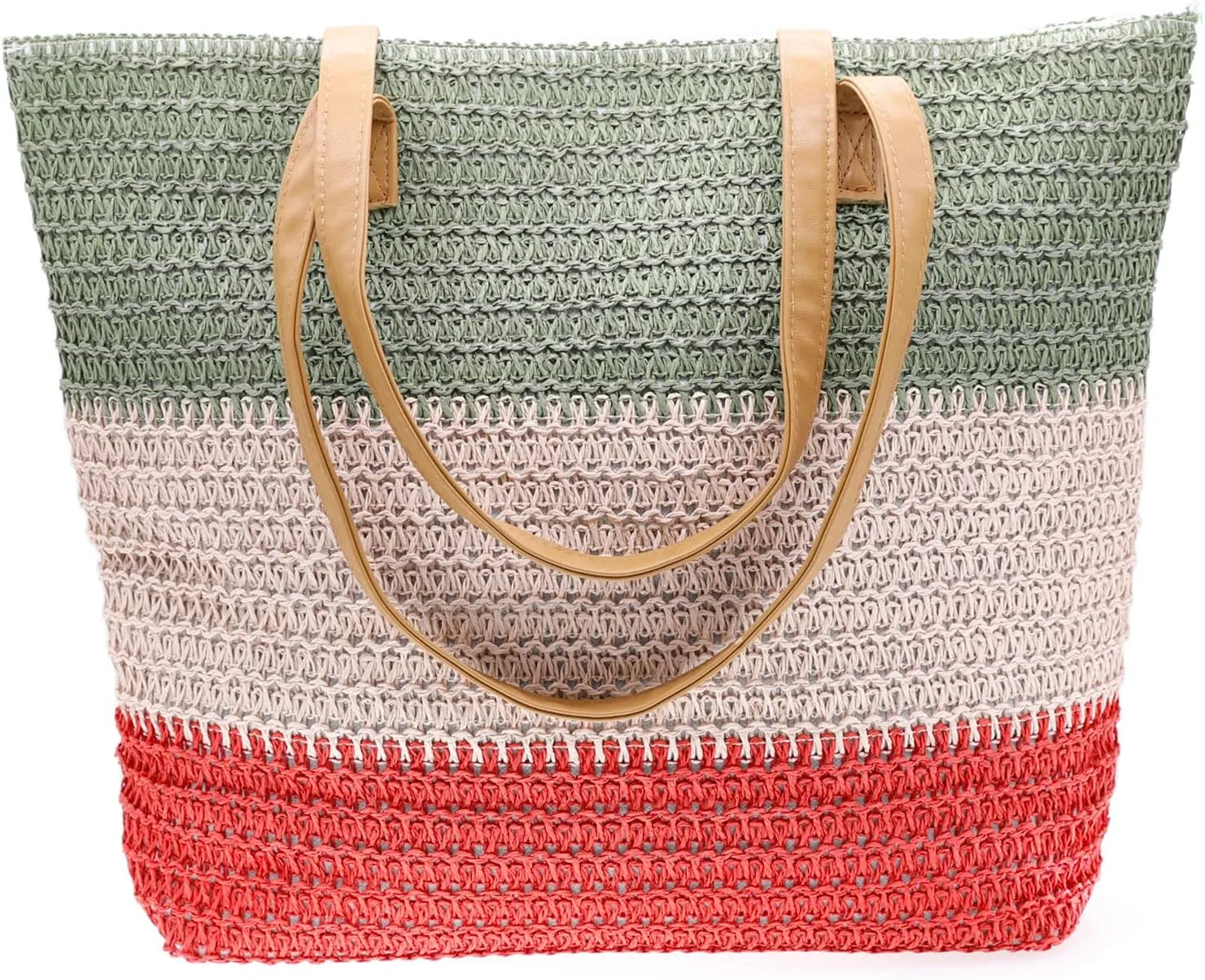 Large Straw Tote Bag for Women Rattan Woven Straw Beach Bag Purse Colored Stripe Shoulder Bags Handbag Summer