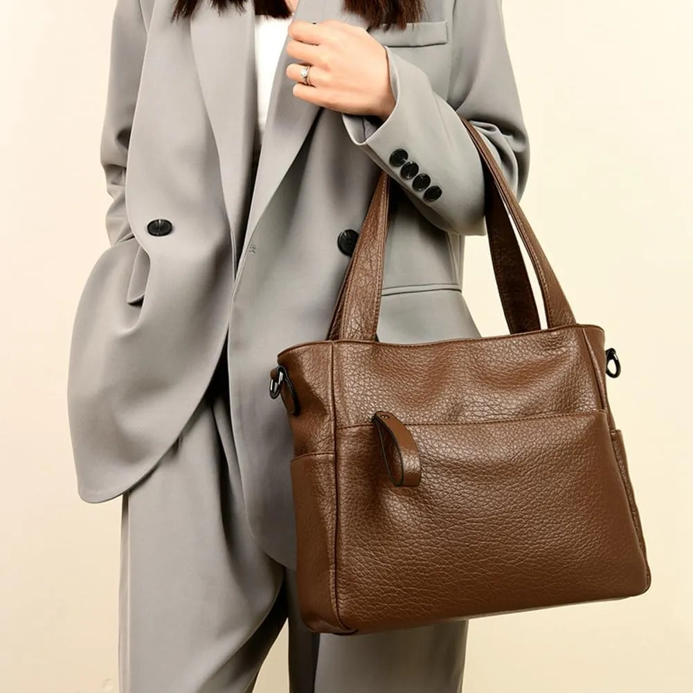 Large Tote Bag Women PU Leather Shoulder Crossbody Bags Satchel Purses Work Travel Handbags with Multi Pockets 2025