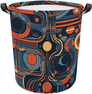 Laundry Basket Waterproof Dirty Clothes Hamper Complex Patterns Collapsible Washing Bin Clothes Bag with Handles Freestanding Laundry Hamper for Bathroom Bedroom Dorm Travel