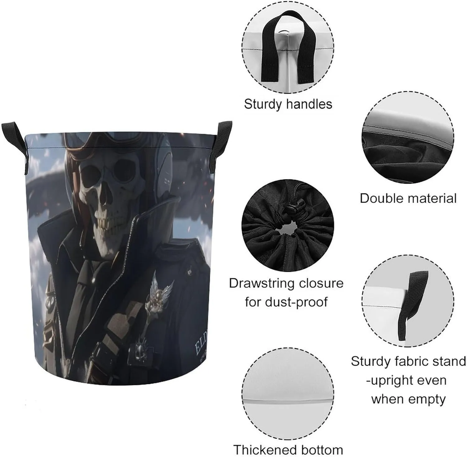 Laundry Hampers, Large Drawstring Laundry Bag, Removable Laundry Bags, Collapsible Storage Bin with Handles for Home Organization, Kids Room, Nursery Armour