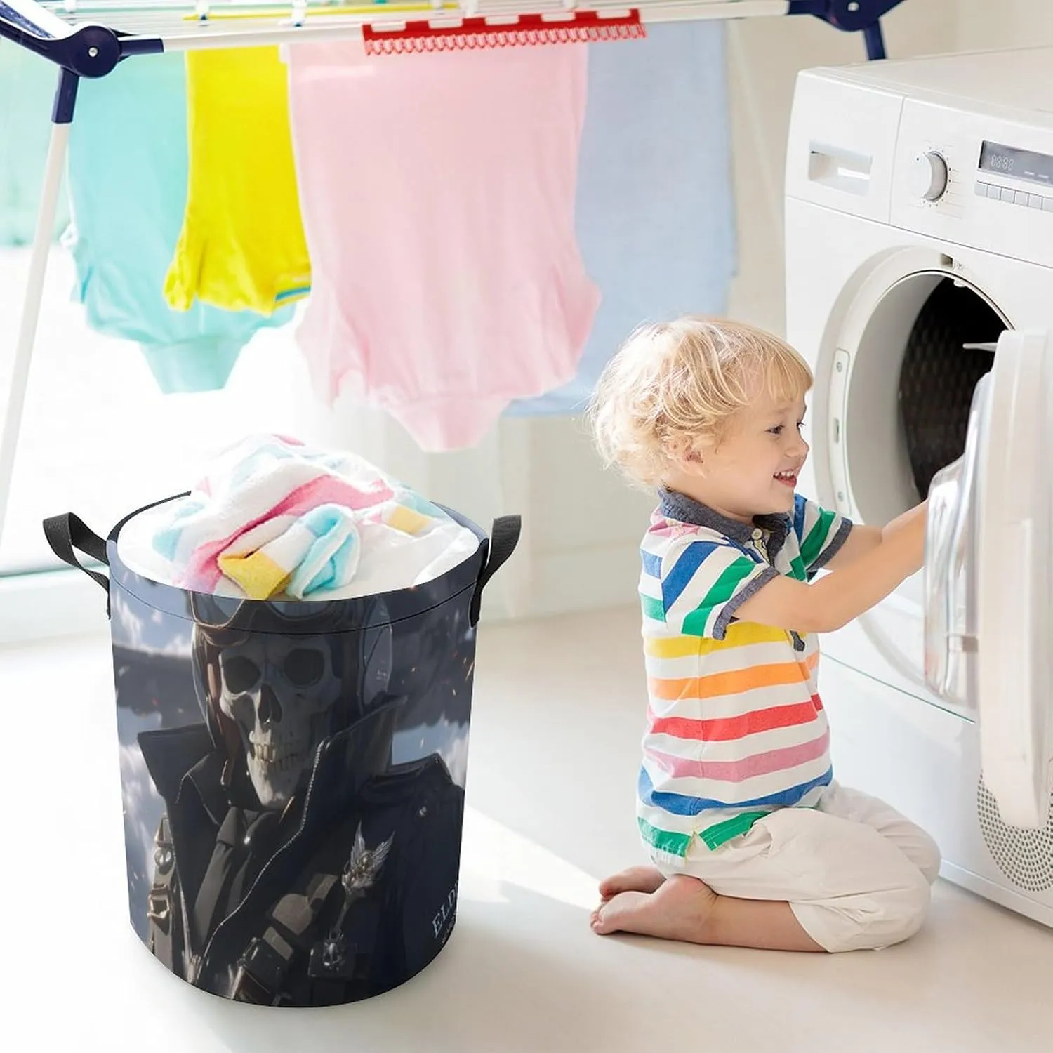 Laundry Hampers, Large Drawstring Laundry Bag, Removable Laundry Bags, Collapsible Storage Bin with Handles for Home Organization, Kids Room, Nursery Armour