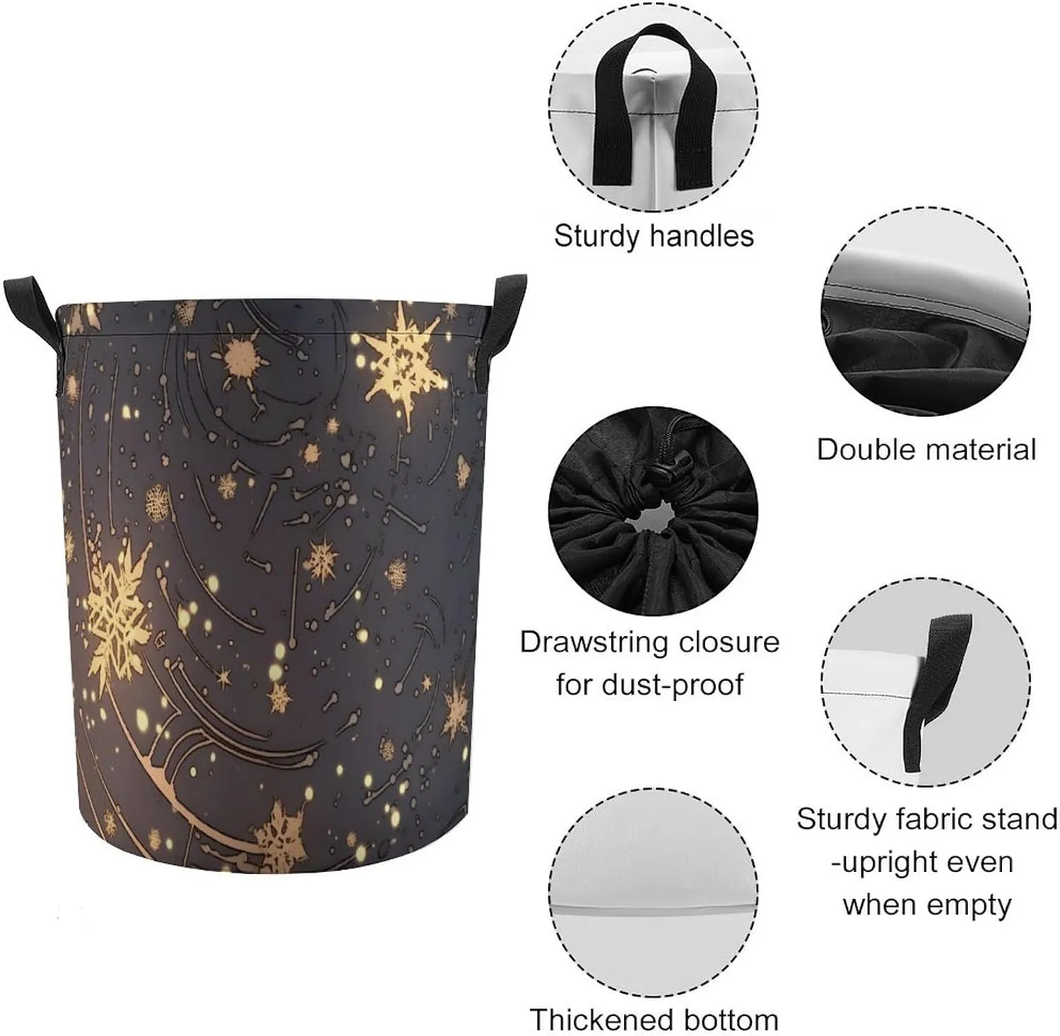 Laundry Hampers, Large Drawstring Laundry Bag, Removable Laundry Bags, Collapsible Storage Bin with Handles for Home Organization, Kids Room, Nursery Branch