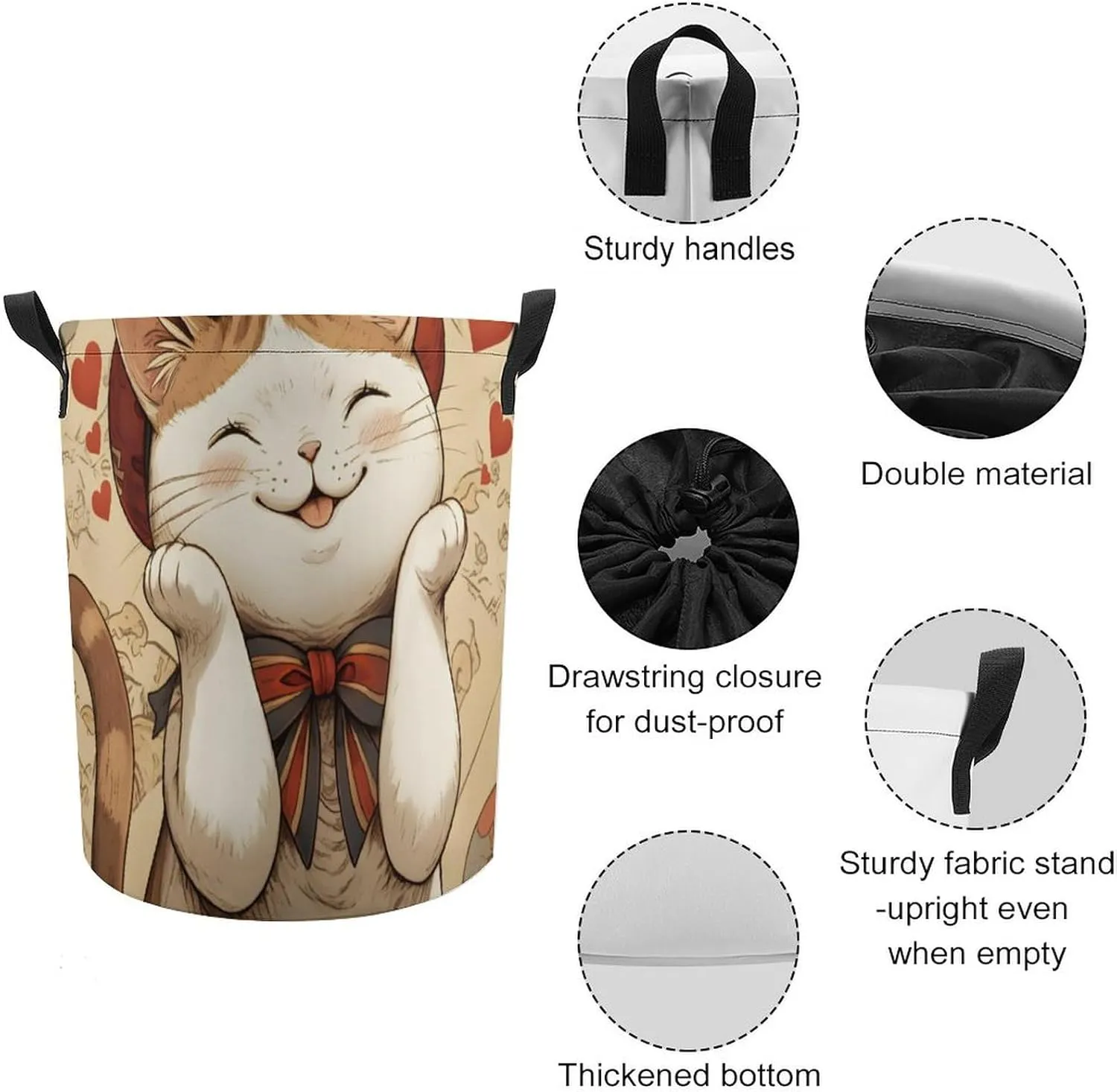 Laundry Hampers, Large Drawstring Laundry Bag, Removable Laundry Bags, Collapsible Storage Bin with Handles for Home Organization, Kids Room, Nursery Carnivore