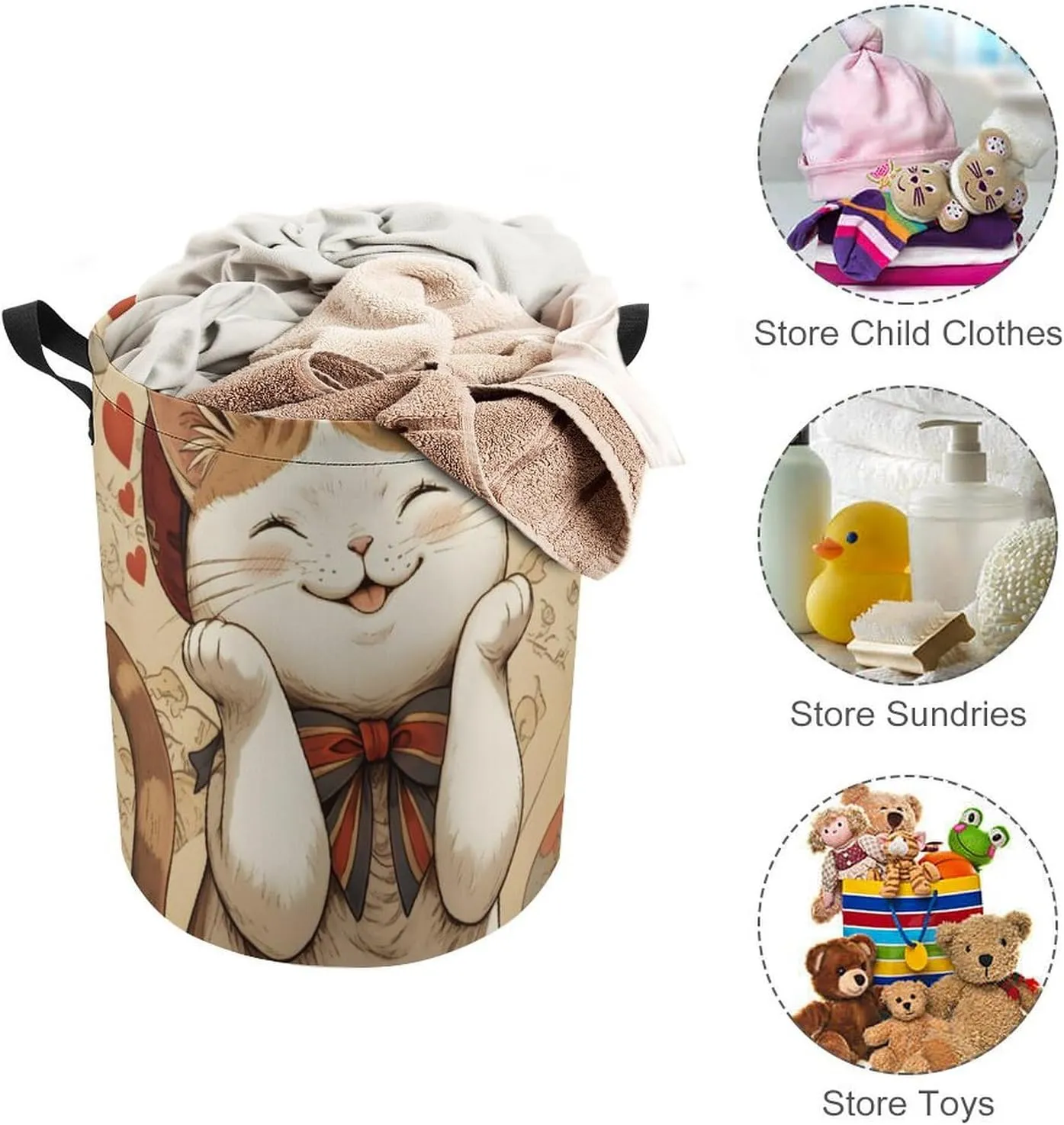 Laundry Hampers, Large Drawstring Laundry Bag, Removable Laundry Bags, Collapsible Storage Bin with Handles for Home Organization, Kids Room, Nursery Carnivore