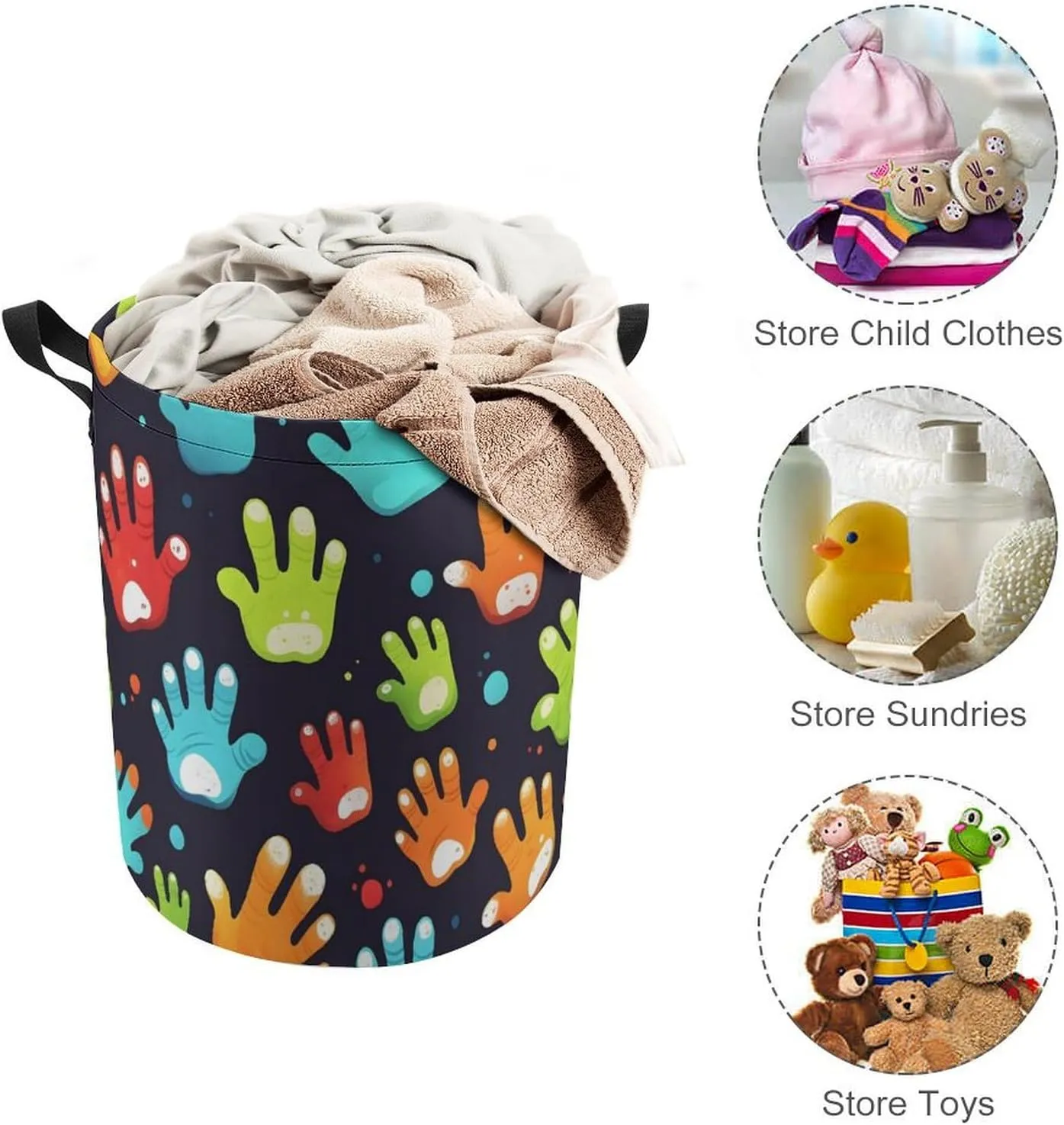 Laundry Hampers, Large Drawstring Laundry Bag, Removable Laundry Bags, Collapsible Storage Bin with Handles for Home Organization, Kids Room, Nursery Gesture