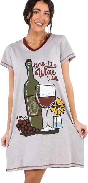 Lazy One Women's Nightgown, Funny V-Neck Sleep Shirt for Women, Novelty Pajama Shirts