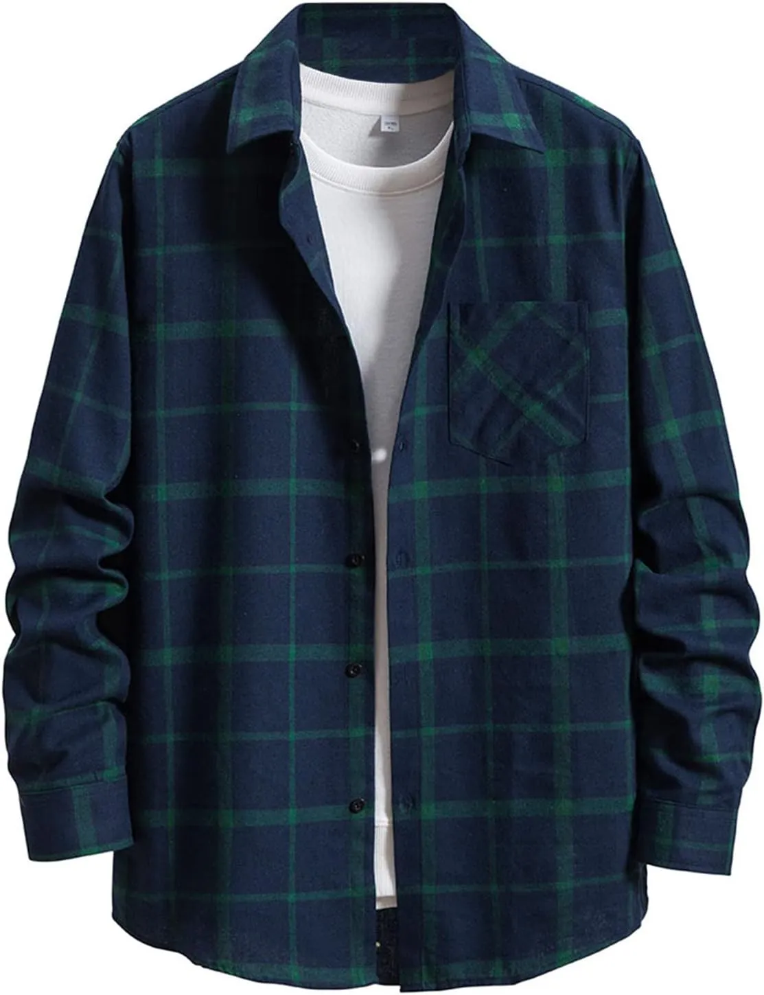 LCMTWX Men's Fleece Flannel Jackets Hooded Collar Long Sleeve Shirt Blouse Long Sleeve Button Up Fleece Plaid Shirts Coat