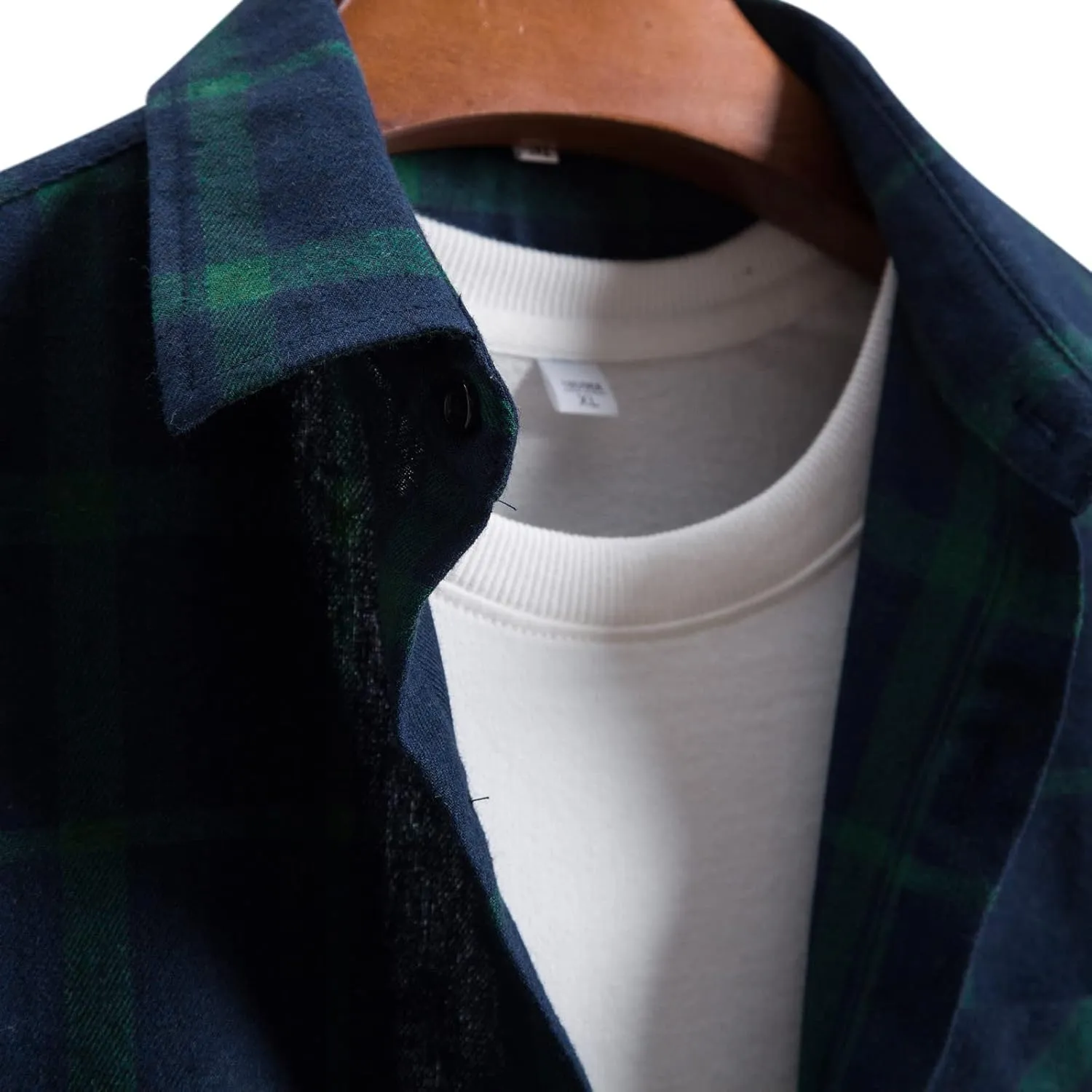 LCMTWX Men's Fleece Flannel Jackets Hooded Collar Long Sleeve Shirt Blouse Long Sleeve Button Up Fleece Plaid Shirts Coat