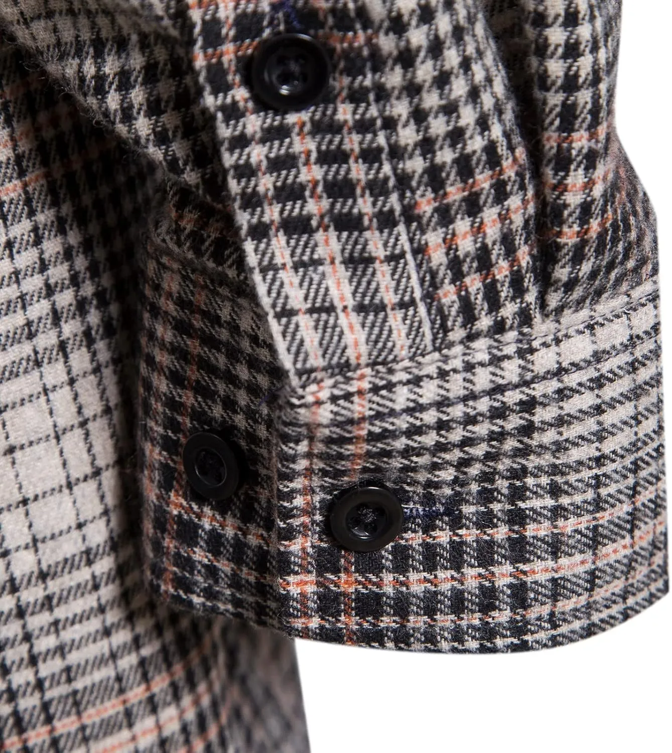 LCMTWX Men's Fleece Flannel Jackets Hooded Collar Long Sleeve Shirt Blouse Long Sleeve Button Up Fleece Plaid Shirts Coat