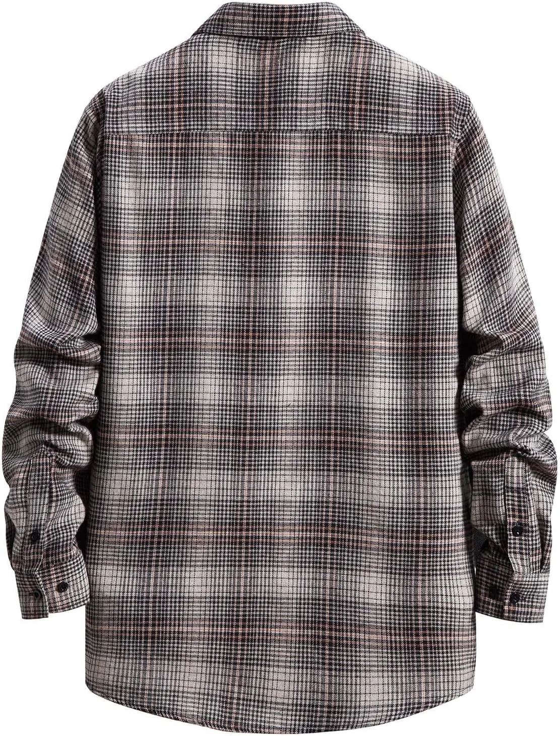 LCMTWX Men's Fleece Flannel Jackets Hooded Collar Long Sleeve Shirt Blouse Long Sleeve Button Up Fleece Plaid Shirts Coat