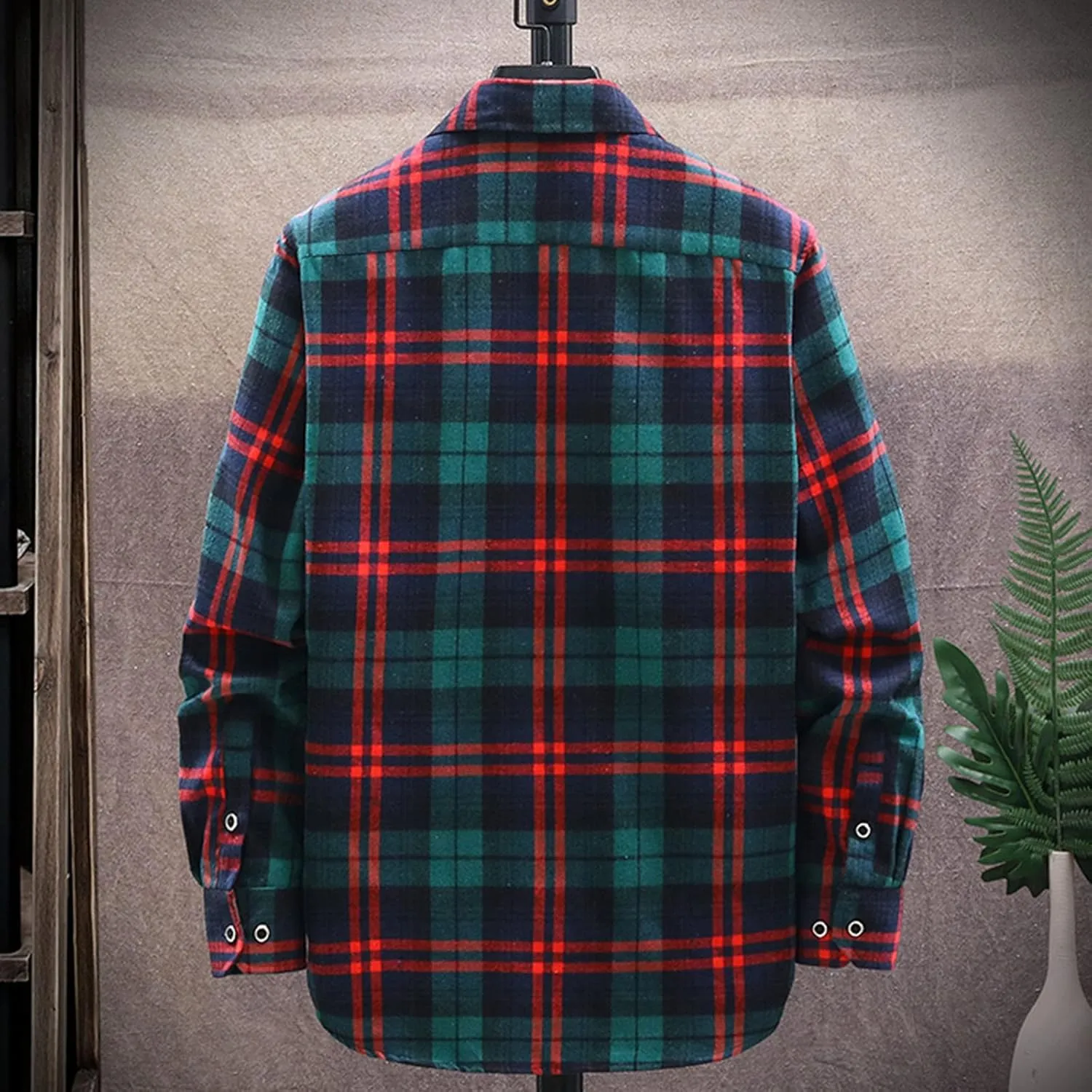 LCMTWX Men's Hooded Shirt Jacket Square Printing Lightweight Breathable Long Sleeve Lapel Formal Fleece Button Down Shirt