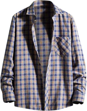 LCMTWX Men's Hooded Shirt Jacket Square Printing Lightweight Breathable Long Sleeve Lapel Formal Fleece Button Down Shirt
