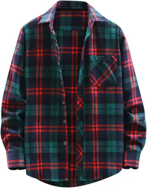 LCMTWX Men's Hooded Shirt Jacket Square Printing Lightweight Breathable Long Sleeve Lapel Formal Fleece Button Down Shirt