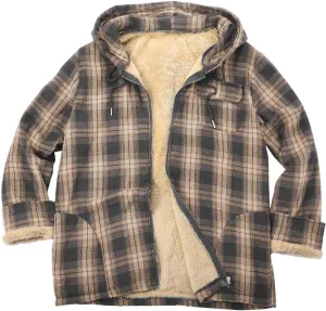 LCMTWX Men's Plaid Hooded Shirts Pullover Sweatshirt Jacket Button Collar Warm Sweater Coat Lined Hooded Plaid Shirt Soft