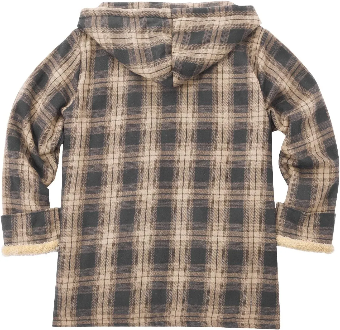 LCMTWX Men's Plaid Hooded Shirts Pullover Sweatshirt Jacket Button Collar Warm Sweater Coat Lined Hooded Plaid Shirt Soft