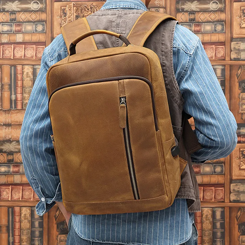 Leather Backpack for Men Leather Travel Backpack Handmade Leather Laptop Backpack