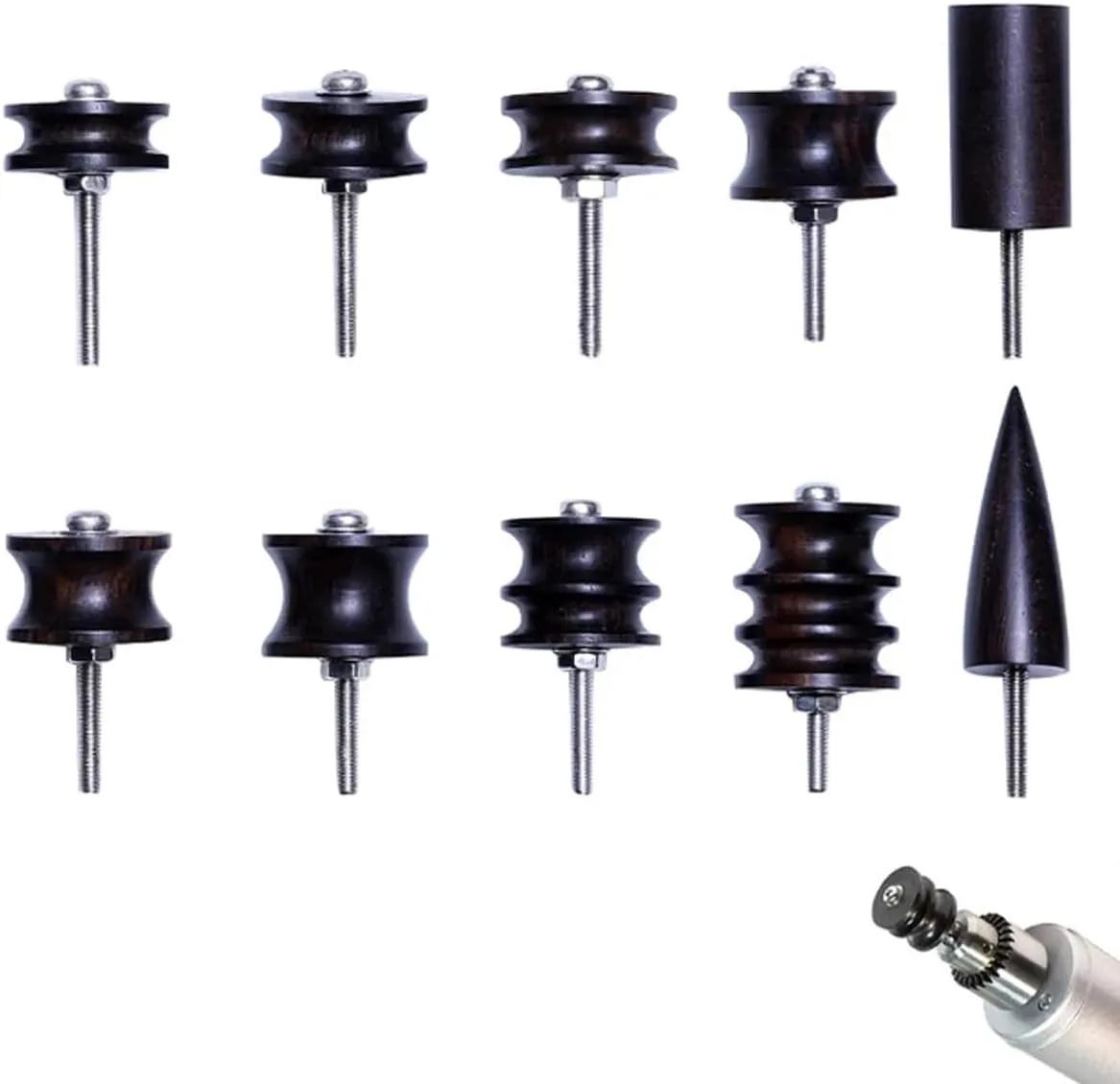 Leather Burnisher Bits 10-Pack for Rotary Tools Pointed Tip and Multi Grooved Burnishing Tips Leather Edge Burnisher