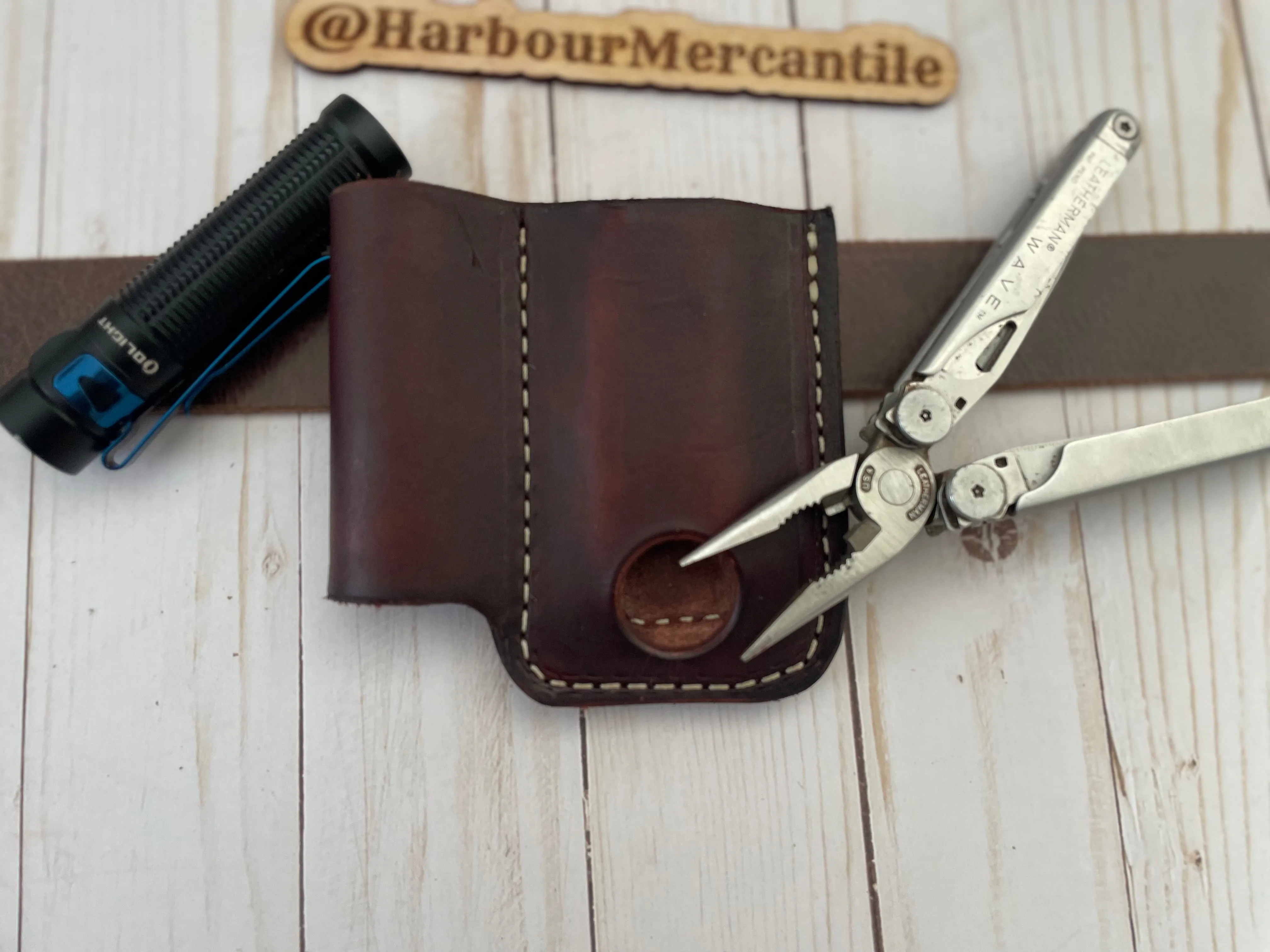 Leatherman sheath multi tool sheath Gerber sheath Leather Tool Organizer with slide up hole Made in USA