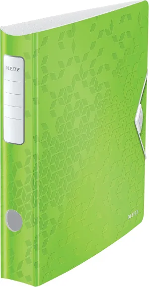 Leitz 11070054 A4 Lever Arch File Active, Curved Spine 65 mm Width, Elastic Fastening, Light Polyfoam, Wow Range, Green