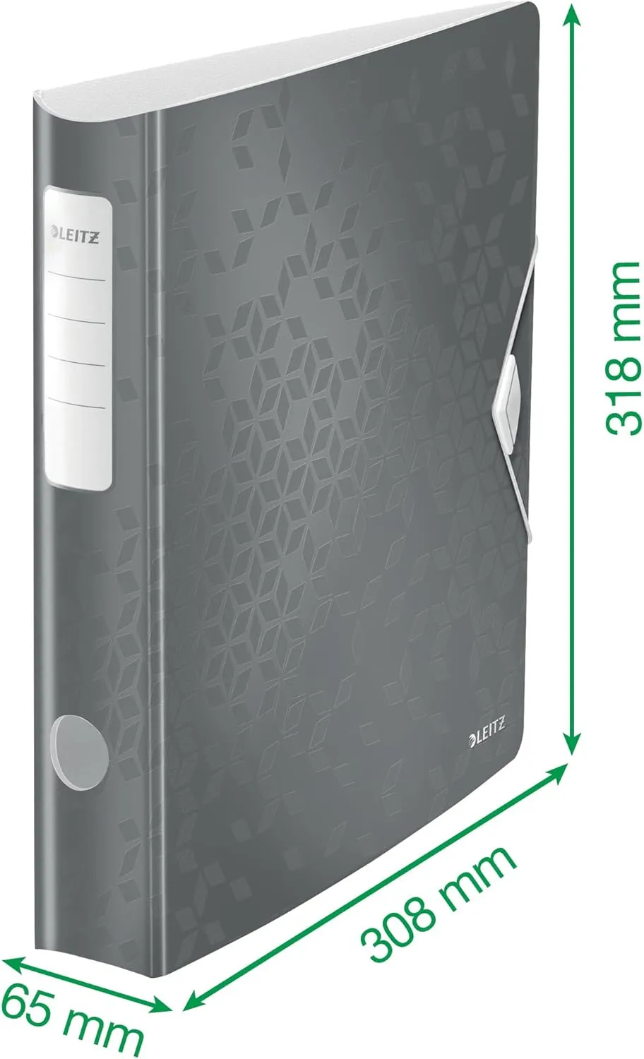 Leitz 11070054 A4 Lever Arch File Active, Curved Spine 65 mm Width, Elastic Fastening, Light Polyfoam, Wow Range, Green