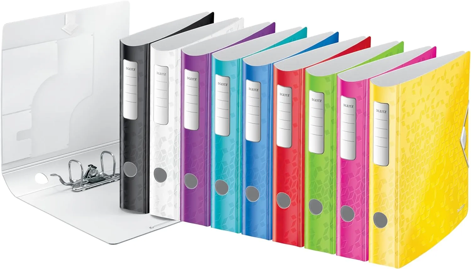 Leitz 11070054 A4 Lever Arch File Active, Curved Spine 65 mm Width, Elastic Fastening, Light Polyfoam, Wow Range, Green