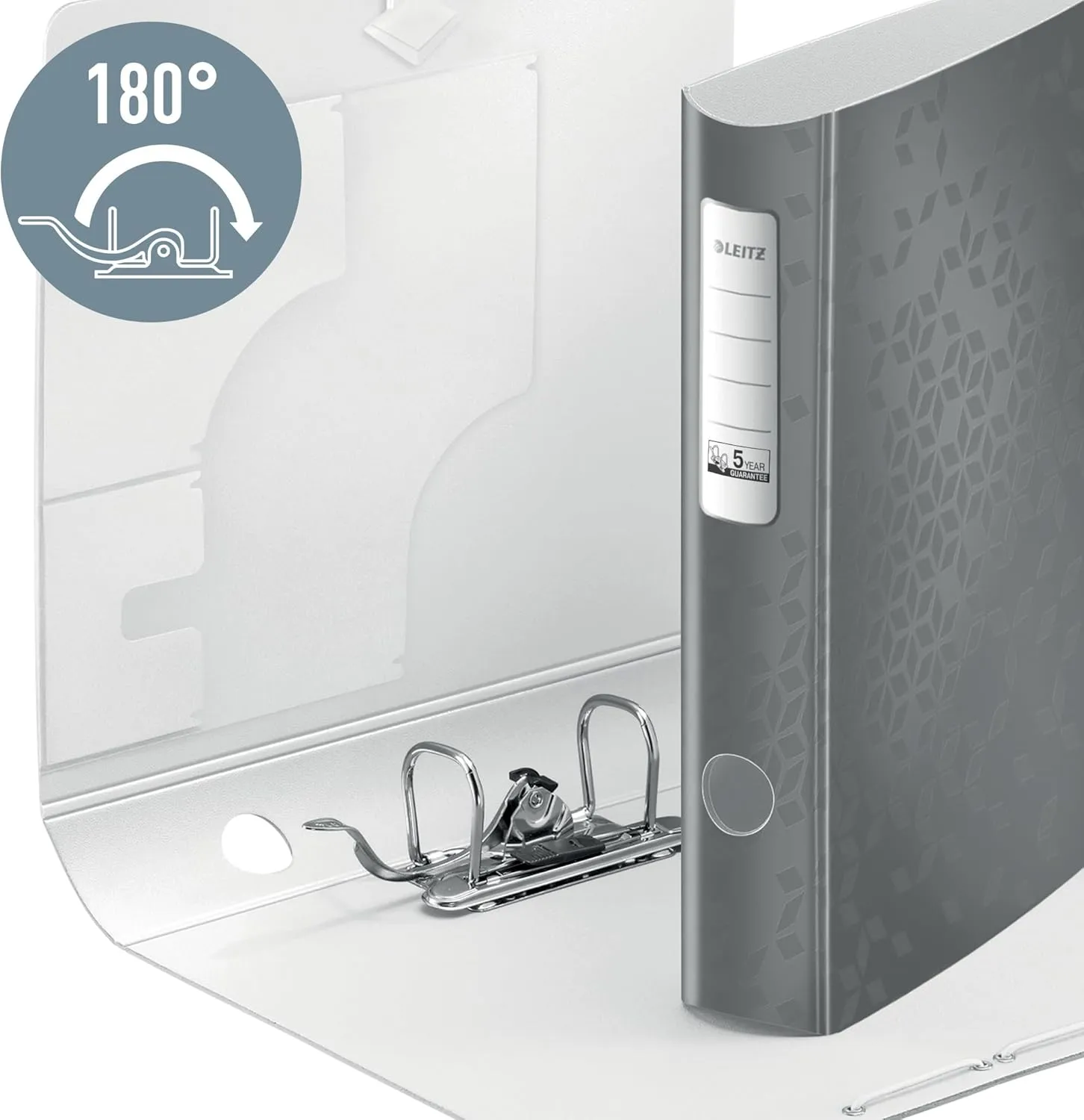 Leitz 11070054 A4 Lever Arch File Active, Curved Spine 65 mm Width, Elastic Fastening, Light Polyfoam, Wow Range, Green