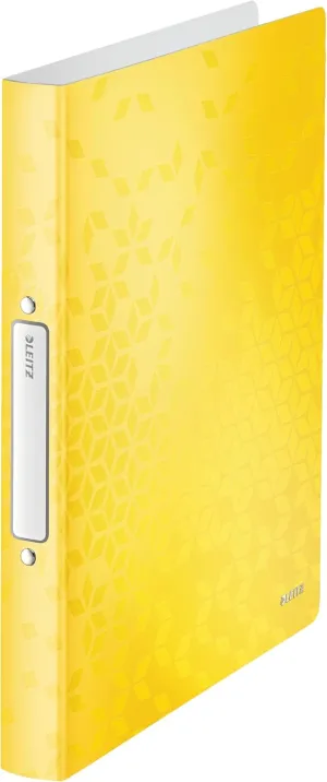 Leitz 2 Ring Binder, Holds up to 190 Sheets, Wow Range, 25 mm Spine, 42570016 - A4, Yellow